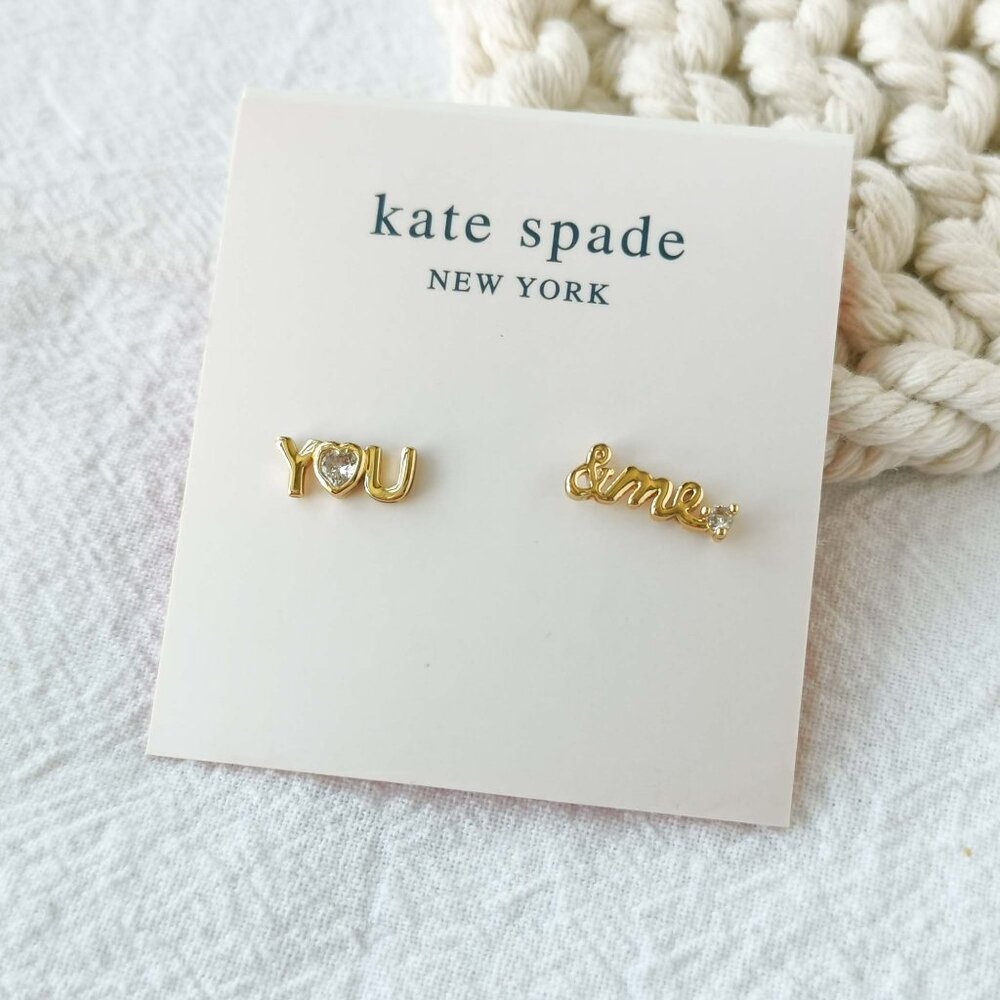 Authentic Kate Spade You & Me Gold Crystal Stud Earrings